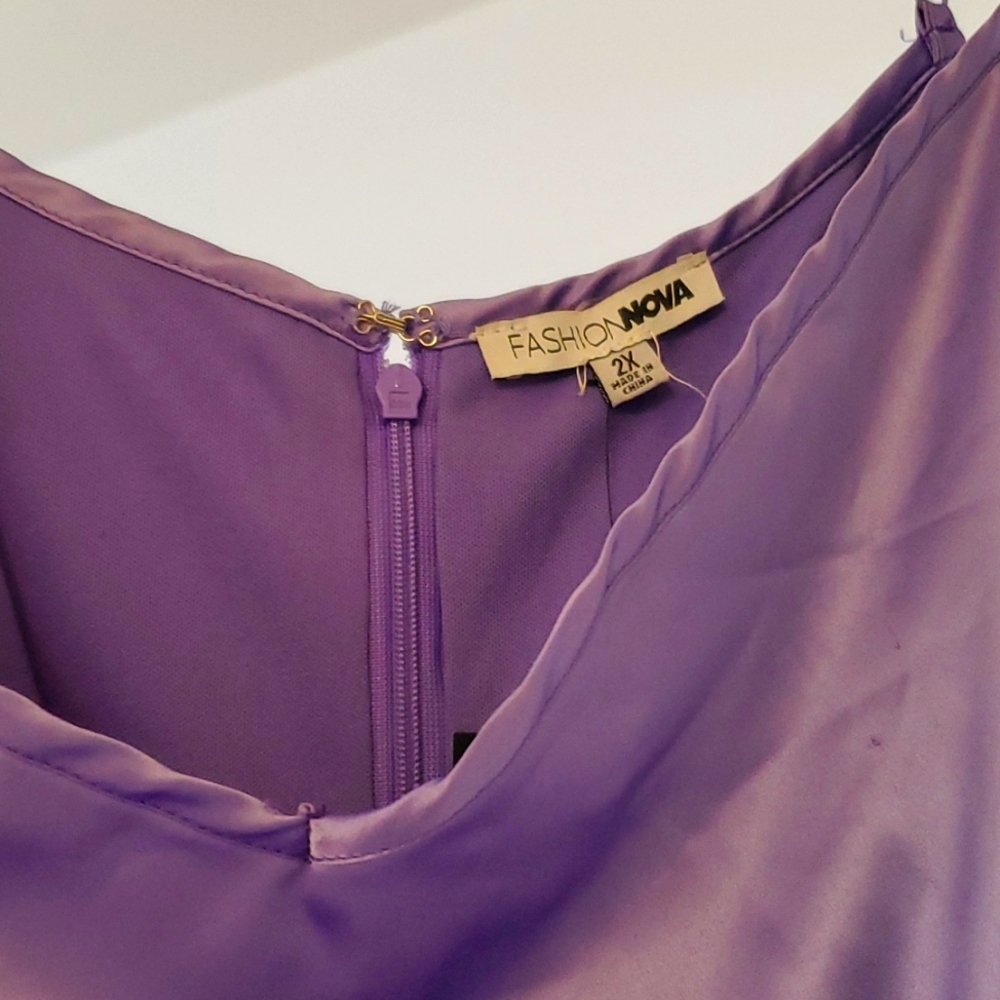 Fashion Nova Lilac Silky Satin Mini Dress